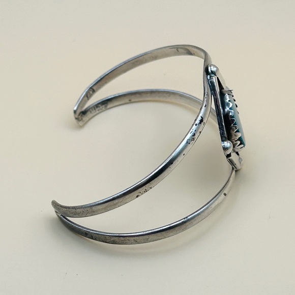 Vintage Sterling Silver Mexico Turquoise Cuff Bracelet 7" - Picture 4 of 11